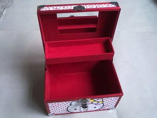 Портативный розовый профессиональный косметический случай подгоняет подкладку бархата